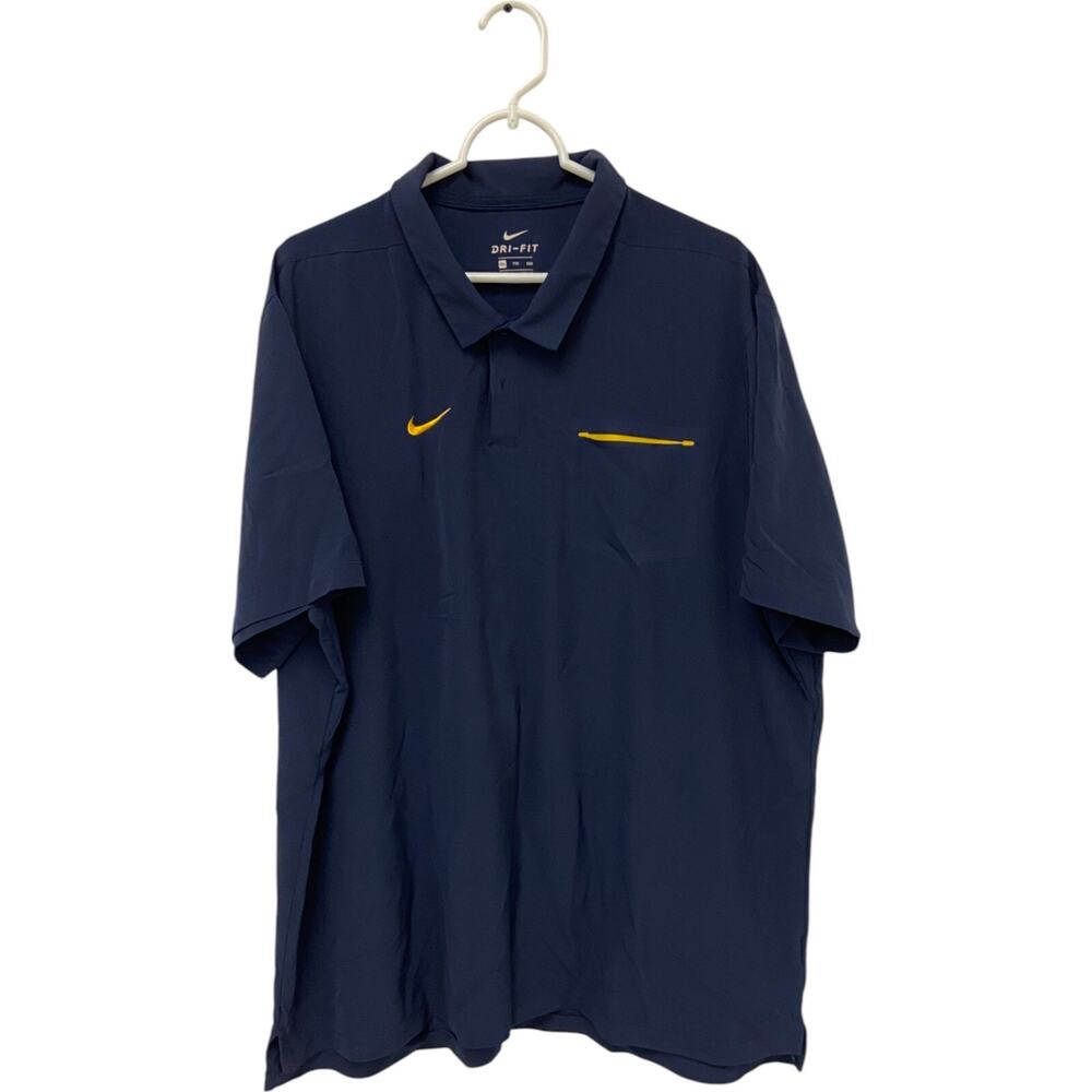 Nike Dri Fit Golf Polo Shirt Mens Size 2XL Blue Logo Short Sleeve Collared